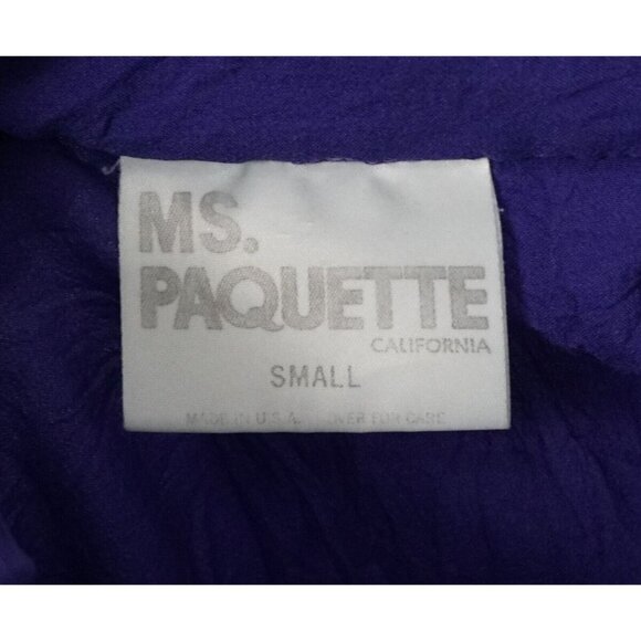 Vtg 80s Ms. Paquette Purple Hot Pink 3/4 Sleeve Jumper Collared Jacket Top Small - Picture 5 of 6